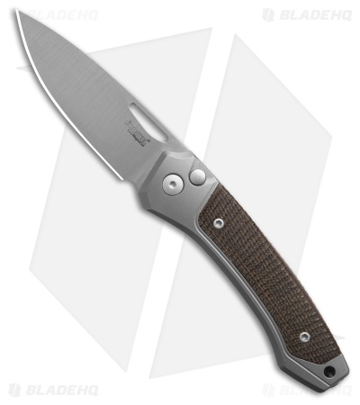 LionSteel Twain MagnaCut Button Lock Knife Titanium/Green Micarta (3