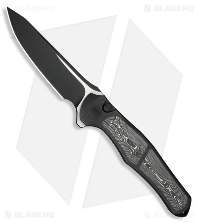 WE Knife Co. 702XI Integral Frame Lock Knife Black Ti/Al Foil CF (3.8" Two-Tone)