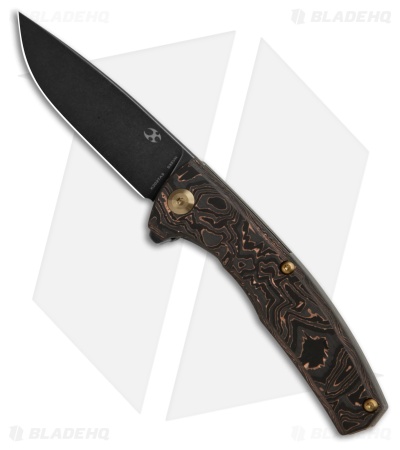Kansept AGI Frame Lock Knife Copper Carbon Fiber/Titanium (2.9" Black Stonewash)