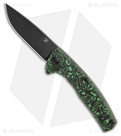 Kansept AGI Frame Lock Knife Green Carbon Fiber/Titanium (2.9" Black Stonewash)
