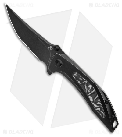 Kansept Knives Baku Liner Lock Knife Black Titanium/CF Inlay (3.2" Black SW)