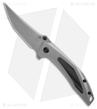 Kansept Knives Baku Liner Lock Knife Titanium/Blue Black Inlay (3.2" Damascus)