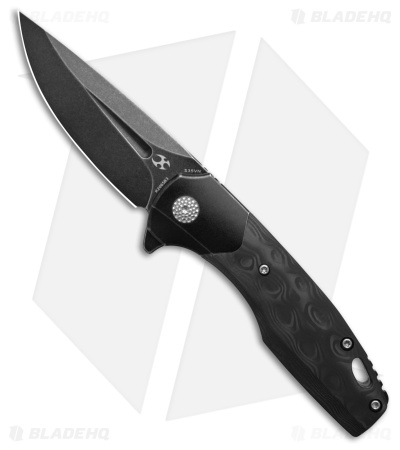 Kansept Knives Cassowary Frame Lock Knife Black Rose CF (2.9" Black SW)