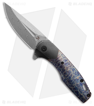 Kansept Knives Cassowary Frame Lock Knife Lightning Strike Ti (2.9" Damascus)