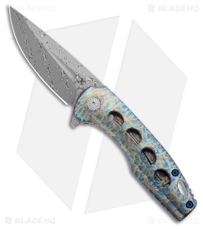 Kansept Knives Cassowary Frame Lock Knife Lightning Strike Ti  (2.91" Damascus)