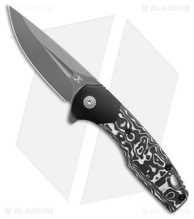 Kansept Knives Cassowary Frame Lock Knife White Camo Carbon (2.9" Black SW)