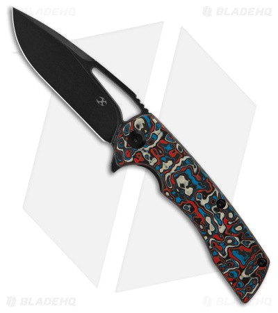 Kansept Knives Kim Ning Kryo Liner Lock Knife Blue/Red/White CF (3.6" Black SW)