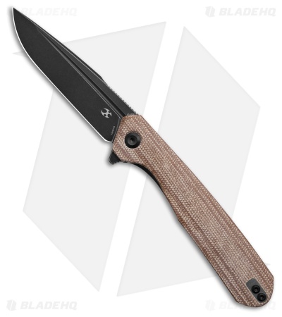 Kansept Knives Qilin Liner Lock Knife Brown Micarta (3.4" Black Stonewash)