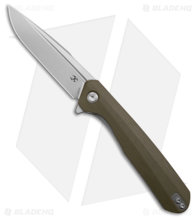 Kansept Knives Qilin Liner Lock Knife Olive Green G-10 (3.4" Stonewash)