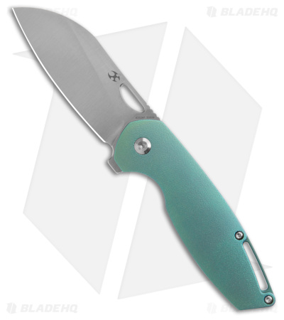 Kansept Knives Swan Model 6 Frame Lock Knife Green Ti/Orange Peel (3" Satin)