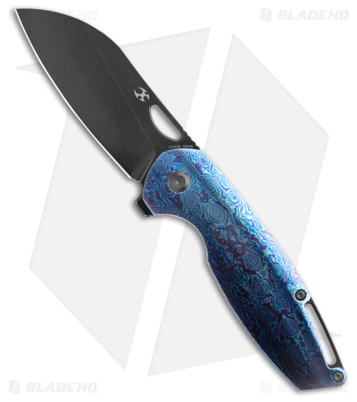 Kansept Knives Swan Model 6 Frame Lock Knife Timascus (3" Black SW) K1022B4