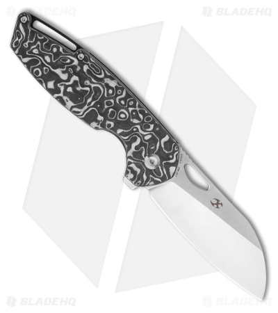 Kansept Knives Swan Model 6 Left Handed Knife White Nebula CF (3" Stonewash)