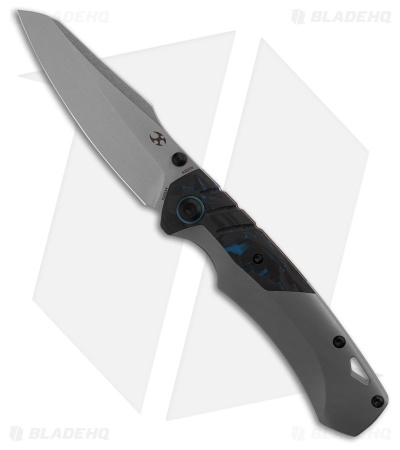 Kansept Knives Weim Sheepsfoot Frame Lock Knife Titanium/Blue CF (3.3" SW)