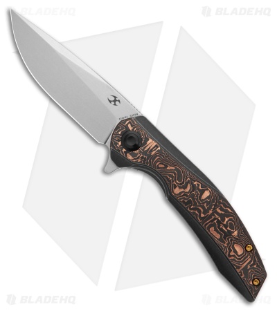 Kansept Knives Accipiter Frame Lock Knife Black Ti + Copper CF (3.5" SW)