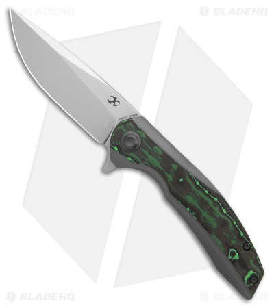 Kansept Knives Accipiter Frame Lock Knife Titanium + Green CF (3.5" Satin)
