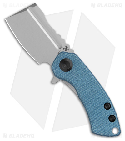Kansept Knives Mini Korvid Liner Lock Knife Blue Micarta (1.5" Stonewash)