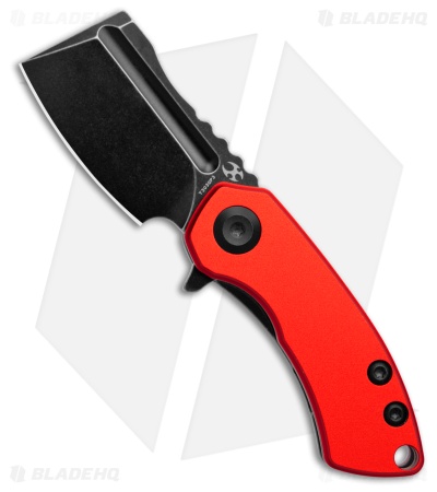 Kansept Mini Korvid Liner Lock Knife Red Aluminum (1.5" Black SW)