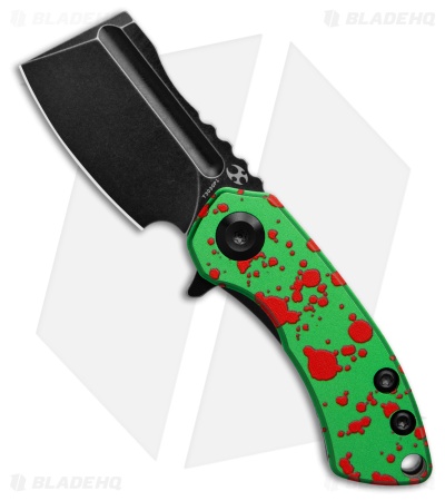 Kansept Mini Korvid Liner Lock Knife Zombie Green Aluminum (1.5" Black SW)