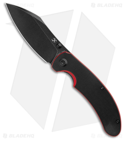 Kansept Knives Nesstreet Liner Lock Knife Black/Red G-10 (3.5"Black Stonewash)