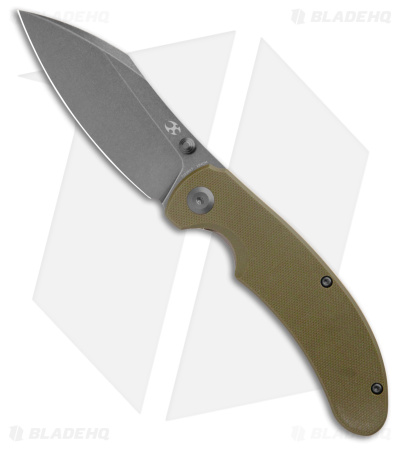 Kansept Knives Nesstreet Liner Lock Knife Olive Green G-10 (3.5" Gray TiCN)