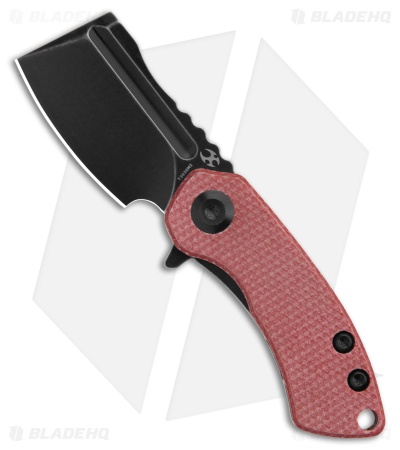 Kansept Knives Mini Korvid Liner Lock Knife Red Canvas Micarta (1.5" Black SW)