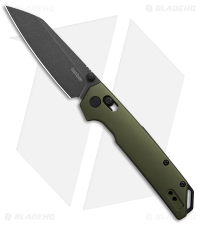 Kershaw Iridium DuraLock Knife Olive Aluminum Reverse Tanto (3.5" Blackwash D2)