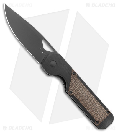 Kizer Militaw Liner Lock Knife Black G-10 Burlap Micarta (3.4" Black) V3634A1