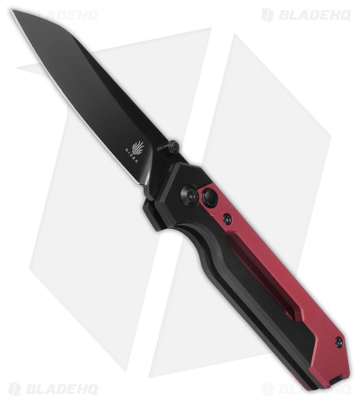 Kizer Hyper Button Lock Flipper Knife Black/Red Aluminum (3.15" Black) Ki3632A2