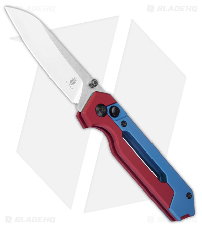 Kizer Hyper Button Lock Flipper Knife Blue/Red Aluminum (3.15