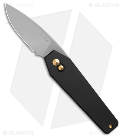 Kizer Tomb Button Lock Knife Black Aluminum (3.2" Satin Nitro-V) V3692A2
