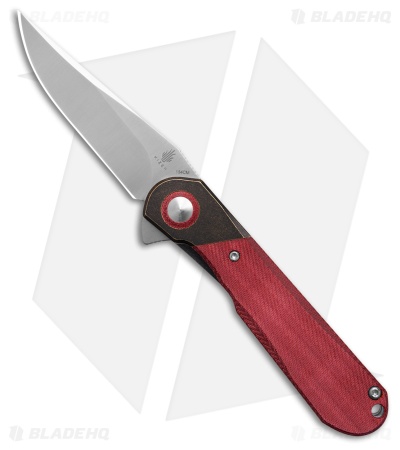Kizer Comet Liner Lock Knife Dark Brass/Red Denim Micarta (2.9" Satin) V3614C4
