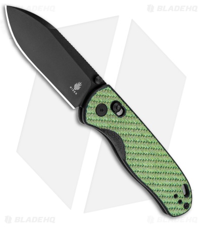 Kizer Azo Drop Bear Clutch Lock Knife Green Carbon Fiber/G-10 (3" Black)
