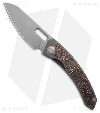 Maxace Black Mirror Frame Lock Knife Gray Titanium/Carbon Fiber (3.25