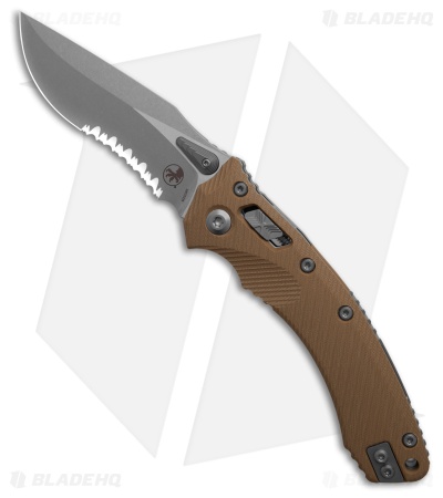 Microtech Amphibian S/E Ram-Lok Knife Fluted Tan G-10 (3.9" Stonewash Serr)