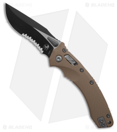 Microtech Amphibian S/E Ram-Lok Knife Fluted Tan G-10 (3.9" Black Serr)