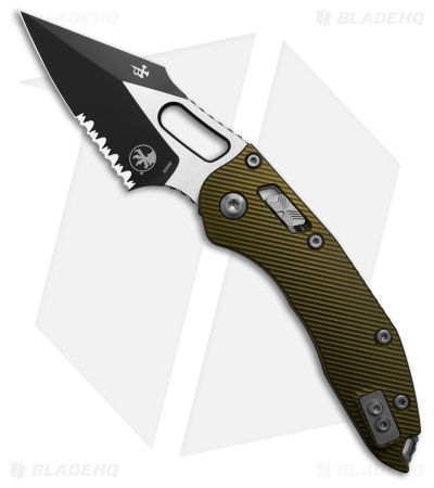 Microtech Stitch Ram-Lok S/E Knife Fluted OD Green Aluminum (3.7" Two-Tone Serr)