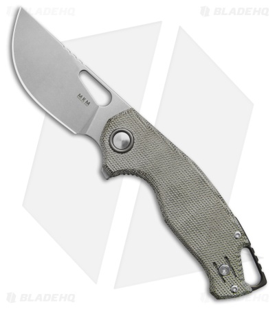 MKM Vincent MagnaCut Standard Knife Green Canvas Micarta (2.75" Stonewash)