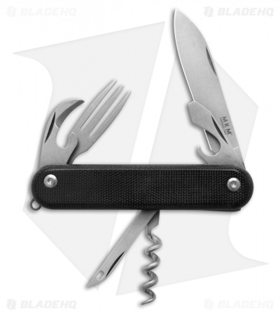MKM Malga 6 MagnaCut Multi-Tool Pocket Knife Black Micarta (6-in-1)