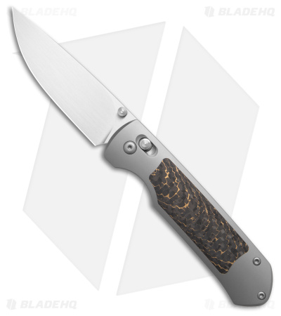 Ohlone Knives Goat AXL Bar Lock Knife Black/Gold Fat Carbon  (3.5" Satin)
