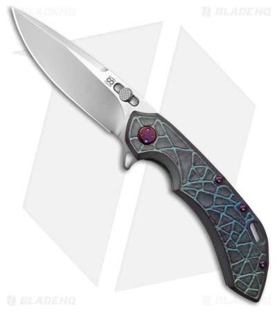 Olamic Cutlery Wayfarer 247 Purist Knife Teal Titanium Craquelure (3.5