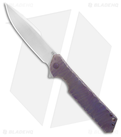 Olamic Rainmaker Harpoon Knife Purple SW Rocks Ti (4.1" Satin M390)