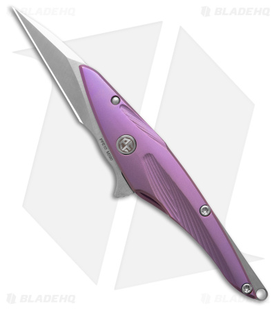 Petrified Fish Hummingbird Frame Lock Knife Purple Titanium (1" Satin) PFE10PS