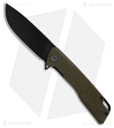 Petrified Fish LOCO Liner Lock Knife Green G-10 (3.7" Black Stonewash) PFB02GRDW