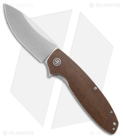 Petrified Fish Terra Liner Lock Knife Brown Micarta (3.75" Stonewash)