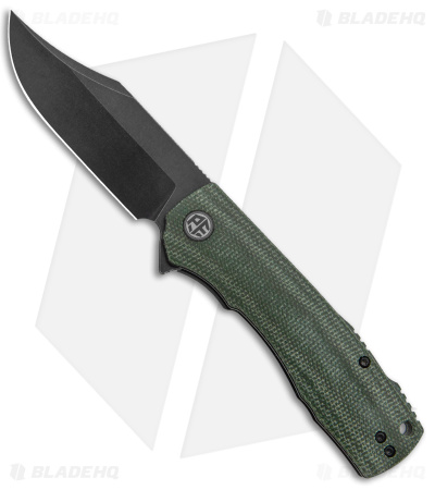 Petrified Fish Victor Liner Lock Knife Green Micarta  (3.5" BSW) PFP03GRW