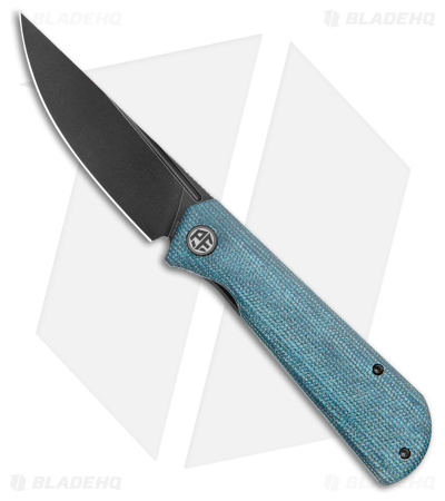 Petrified Fish Viking Liner Lock Knife Blue Micarta (3.62" Blk/SW) PFP07BMDW