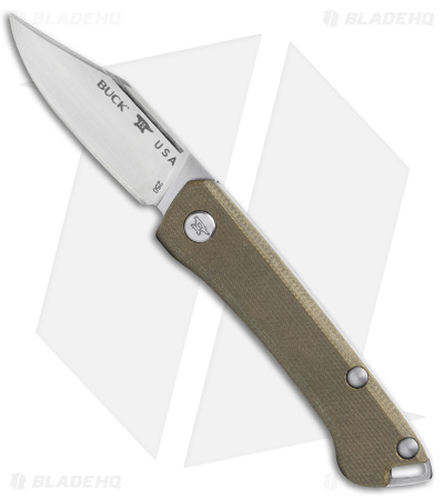 Buck 250 Saunter Clip Point Slip Joint Knife Green Micarta (2.3" Satin) 0250GRS1