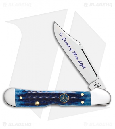 Case Masonic Mini Copperlock Traditional Knife 3.625" Blue Bone(61749L SS) 25531