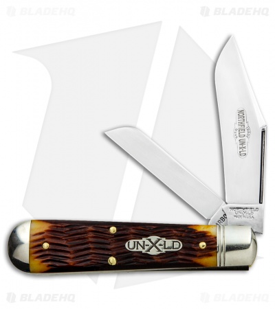 GEC #86 Northfield UN-X-LD Oil Field Jack Pocket Knife Gold Jigged Bone 861219
