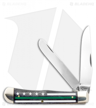 Case Knives Trapper Knife 4.125" Smooth Bone Stripes of Service Green (6254 SS)